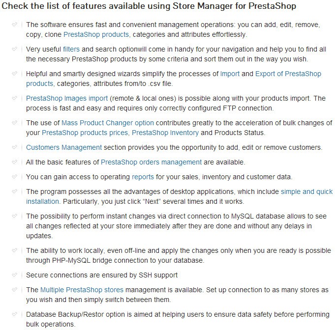 Store Manager for PrestaShop Feature